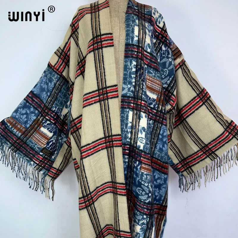 WINYI 2023 Winter Women High Quality Luxury Long Fur Coat elegant comfortable print coat Loose Female longue Thick Warm kimono