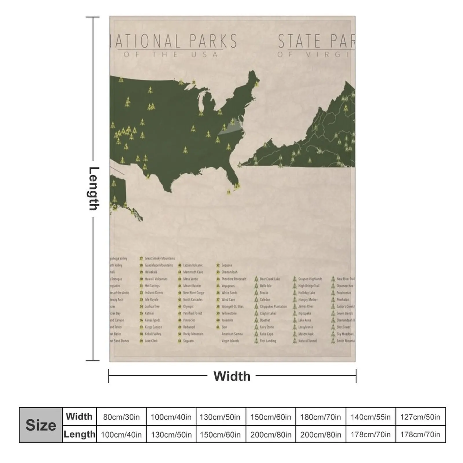 US National Parks - Virginia Throw Blanket For Baby valentine gift ideas Decorative Sofas Flannel Fabric Blankets