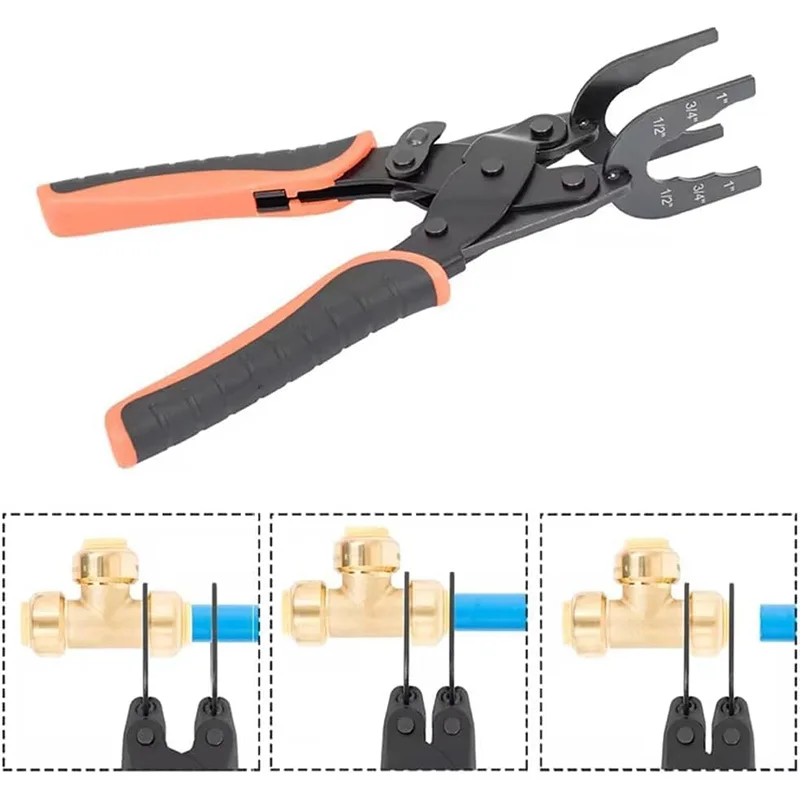 HUHAO 3-in-1 Push-Connect-Abisolierzange Einhandwerkzeug für 1/2", 3/4", 1" PEX-, Kupfer- und CPVC-Steckverbindungen – Demontagezange – Detail 7