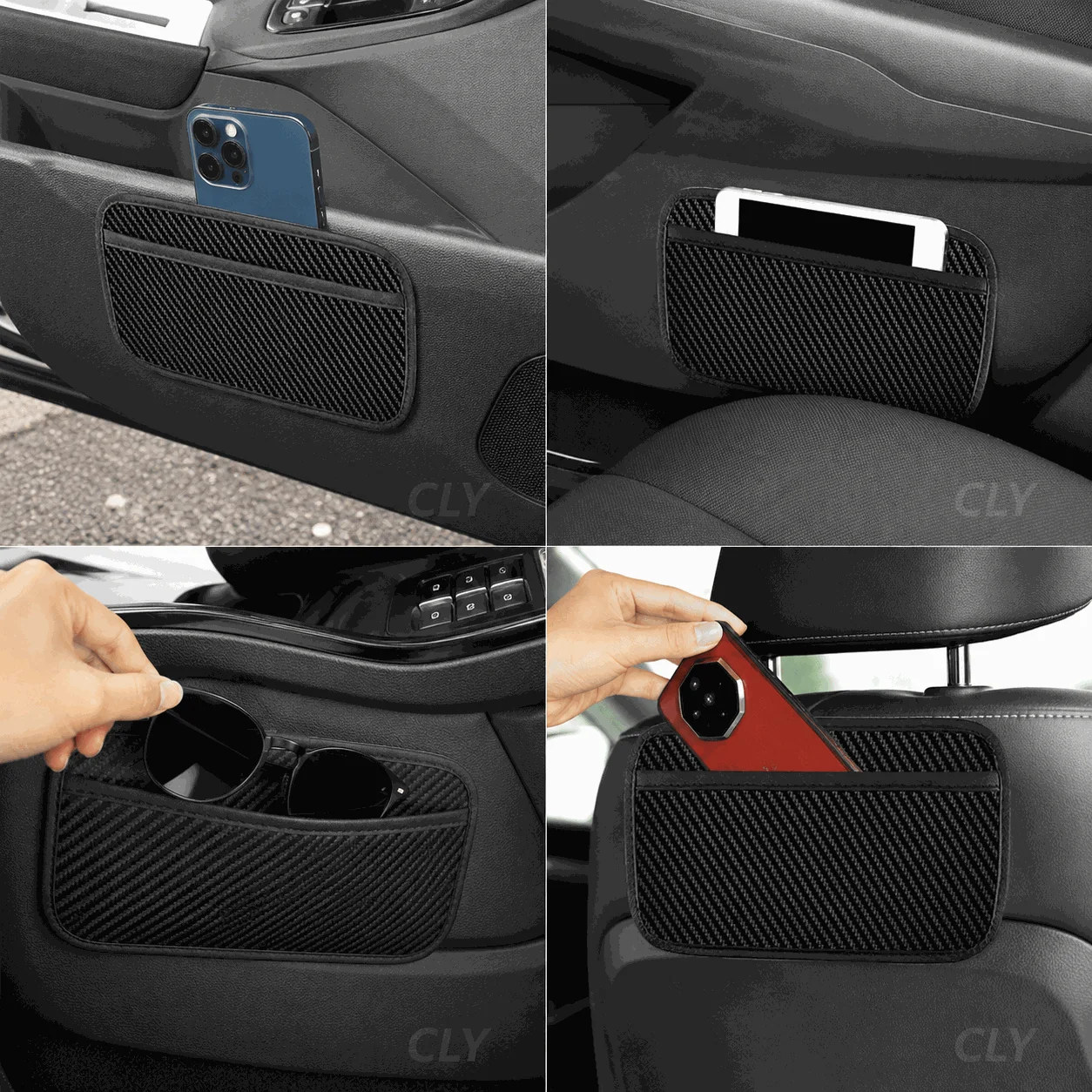 Auto-Aufbewahrungstasche, am Auto montierte Handy-Aufbewahrungsbox, selbstklebende Autositz-Clip-Aufbewahrungstasche, Armaturenbrett-Hängetasche