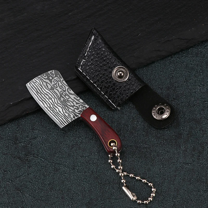 Wood Handle Kitchen Keychain Pocket Knife Stainless Steel Camping Small Mini Portable Knife Peeler Fixed Blade Multi EDCs