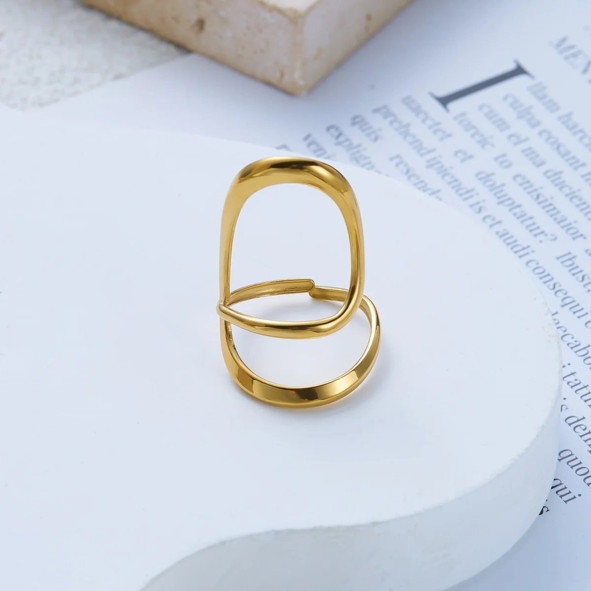 Punk-Ringe aus gehämmertem Edelstahl mit hohlem S-förmigem Blütenblatt- und Spiral-Design für Damen und Herren, trendiger geometrischer stapelbarer Fingerring-Schmuck – Detail 18