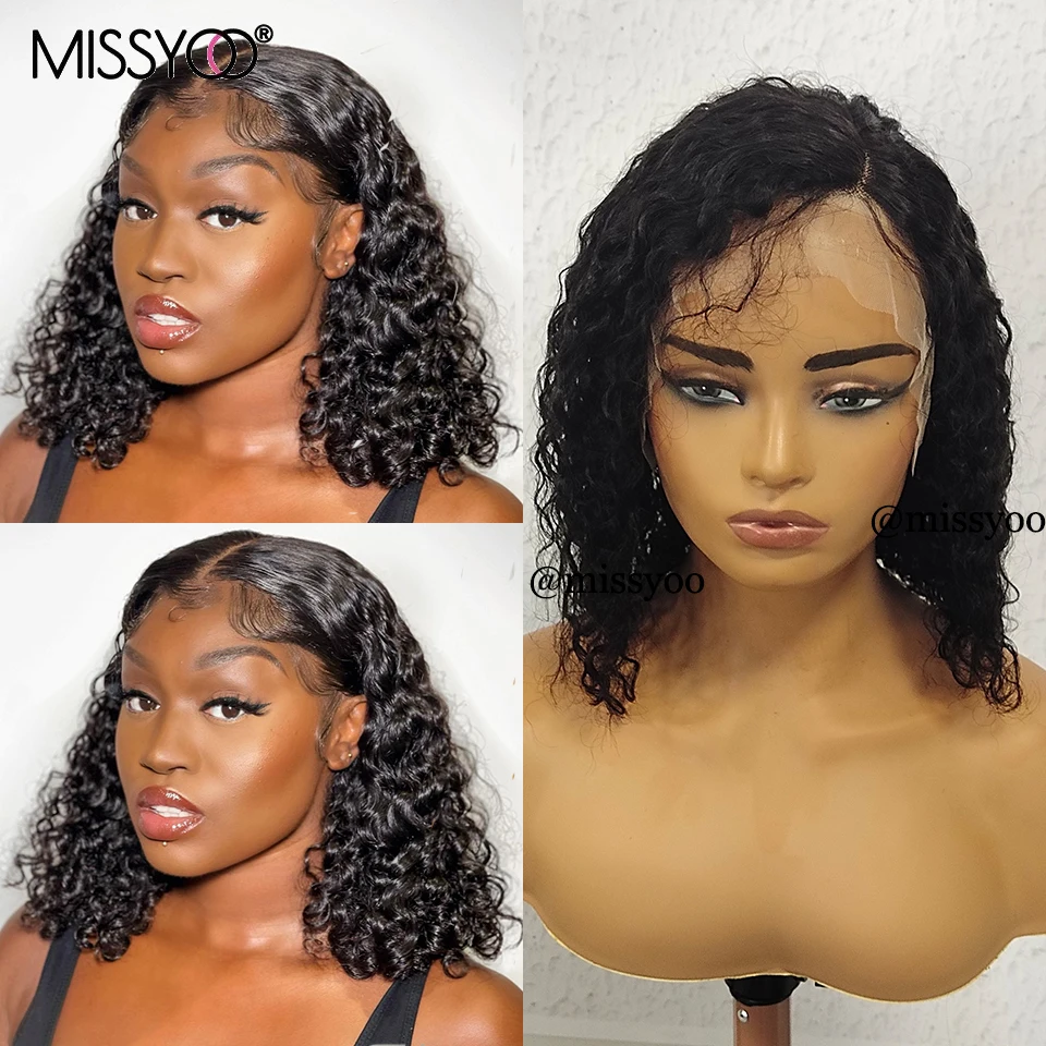 

Short Bob Curly Human Hair Wigs 4x4 Closure Wig For Black Women Brazilian Remy Curly 13x4 Lace Front Wigs Natural Hairline