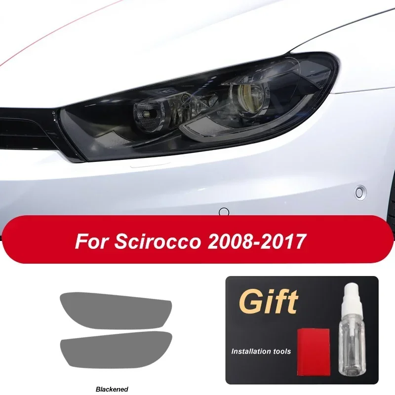 

2 Pcs Car Headlight Protective Film Restoration Transparent Black TPU Sticker For Volkswagen VW Scirocco 2008-2017 Accessories
