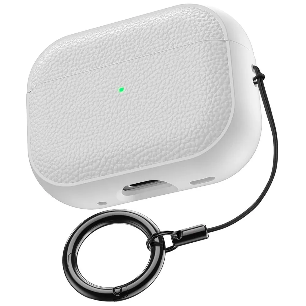 TPU Leather Earphone Case Full Protective Shockproof Protector Anti Scratch with Lanyard Strap Earbuds Cover for AirPods Pro 3