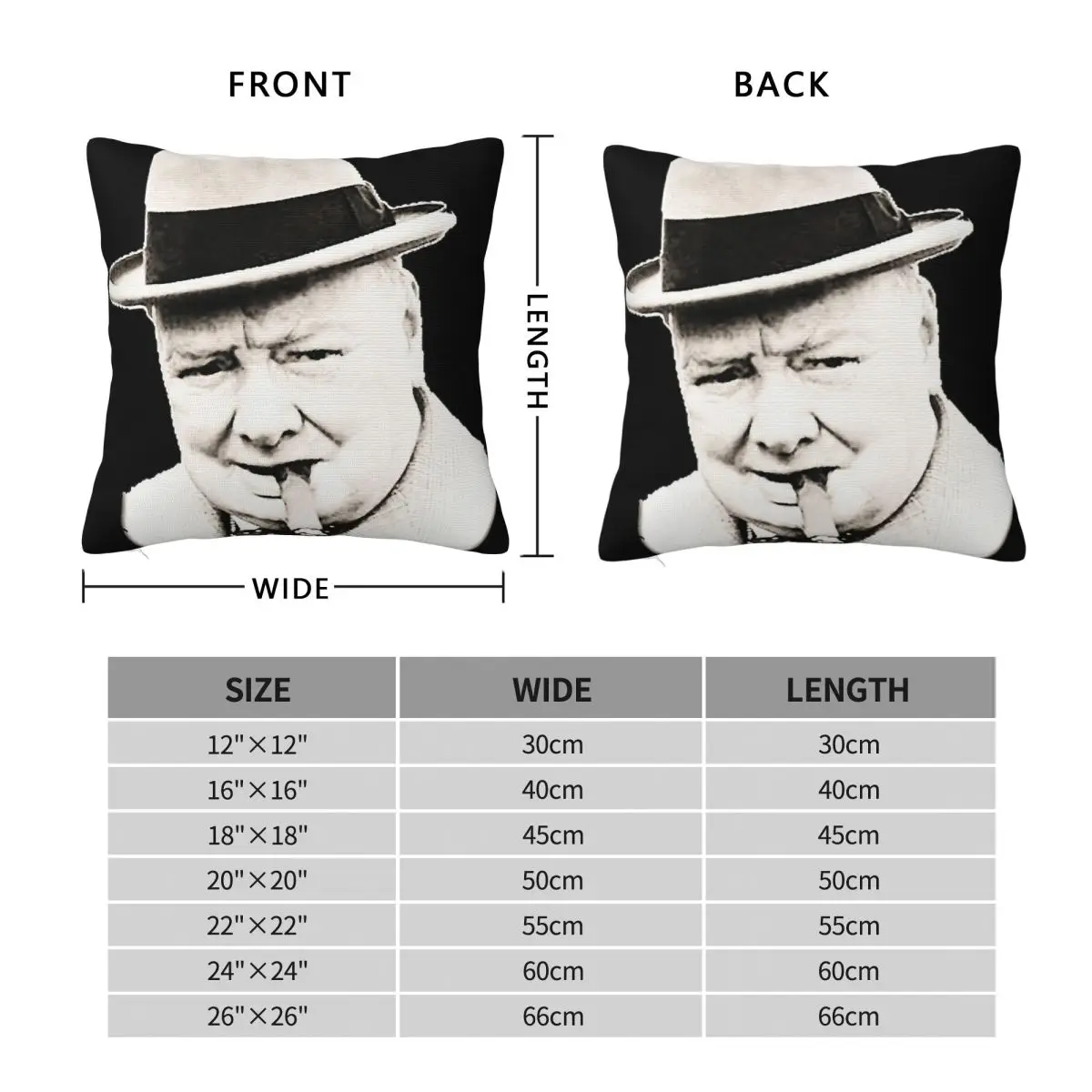 Wiston Churchill Cigarette Square Pillowcase Polyester Linen Velvet Creative Decorative Pillow Case Home Cushion Wholesale
