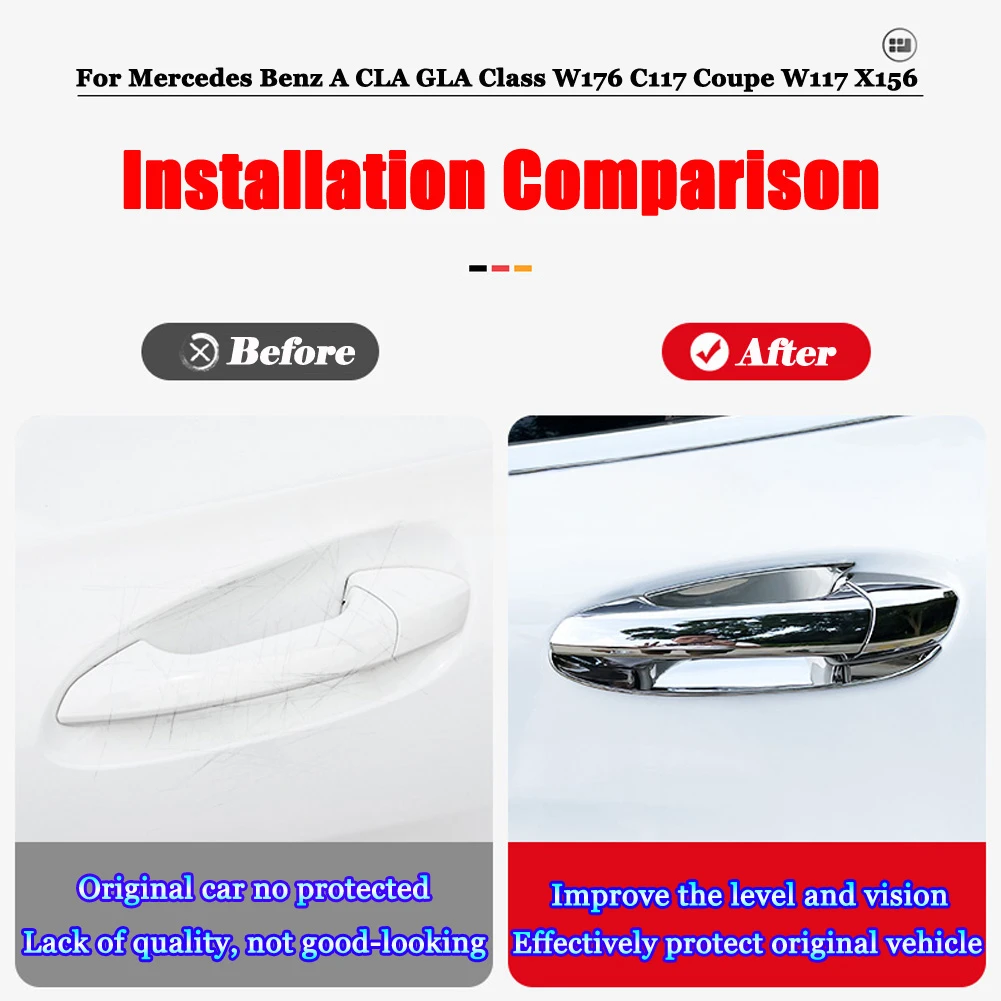 For Mercedes Benz A CLA GLA Class W176 C117 Coupe W117 X156 2013-2019 Car Accessories Exterior Door Handle Bowl Trim Cover Frame