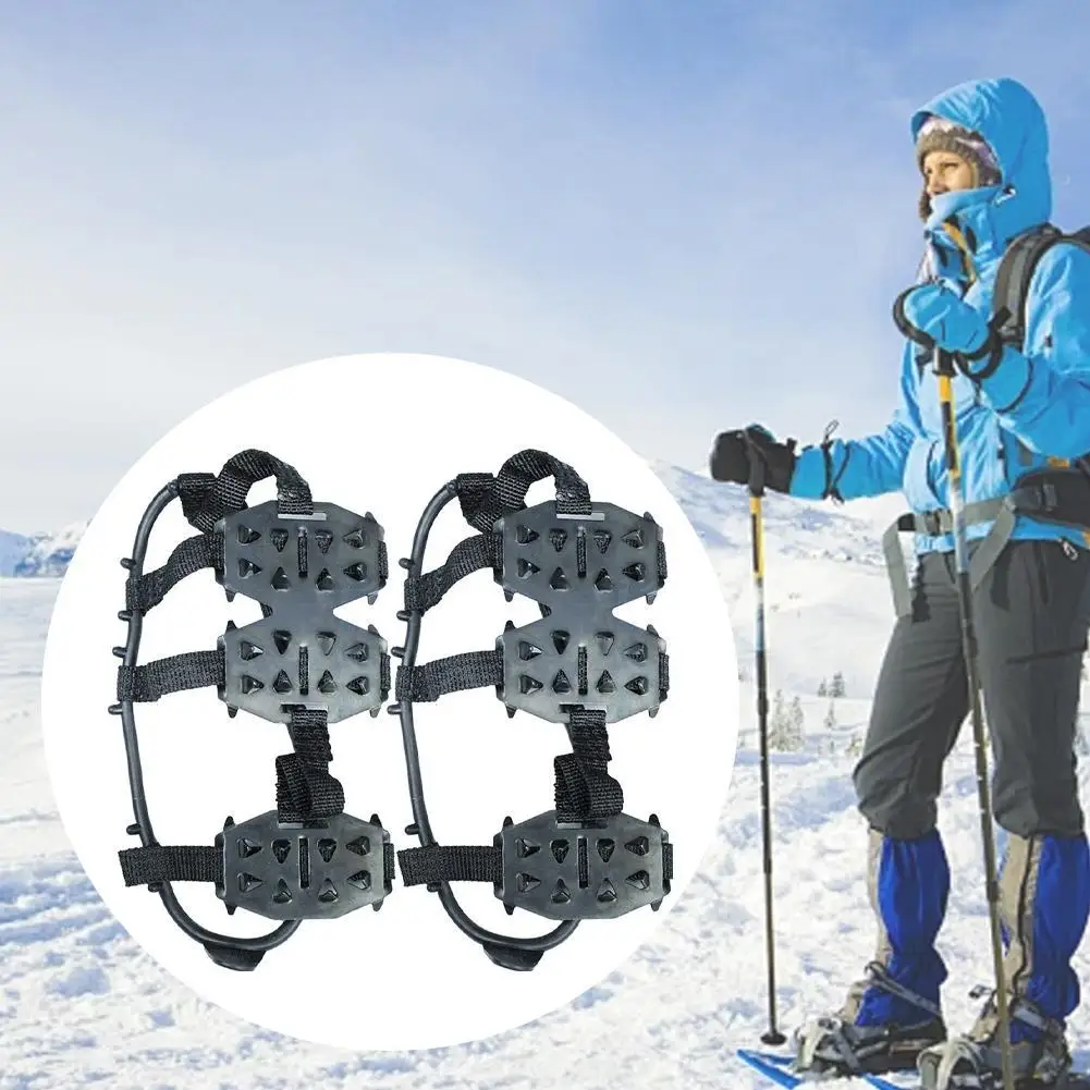 24 Teeth Snow Ice Claw Anti-Skid Hiking Climbing Snow Spikes Crampons Cleats Chain Claws Grips Boots Cover Ice Gripper Spike