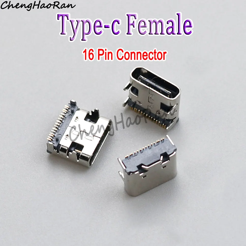 ChengHaoRan 5/10/20 Pcs Type-C Female Patch Chip Socket USB-3.1 16-Pin HDTV Transmission Fast Charging Interface Connector