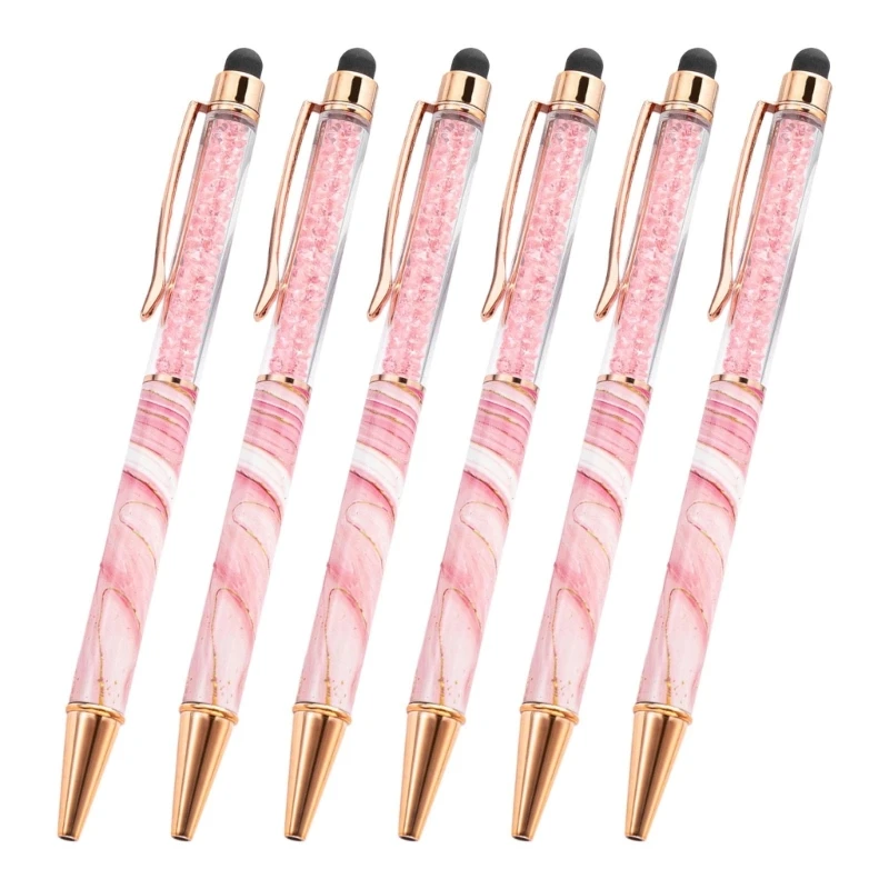 6 шт./компл. 2 в 1 сенсорные экраны стилус шариковая ручка ручка для письма ручка для подписи ручка для ведения журнала кристалл