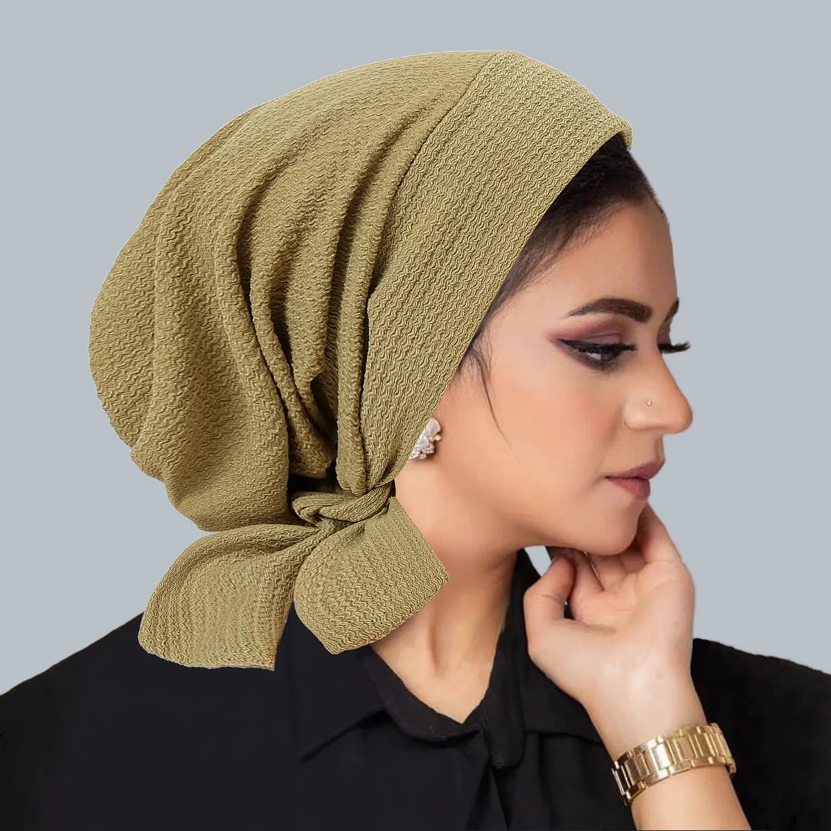 Fashion Muslim Hijabs for Women Elegant Girl Dubai Soft Fabric Headscarf Suitable White Green Outdoor Hats Bathing Caps