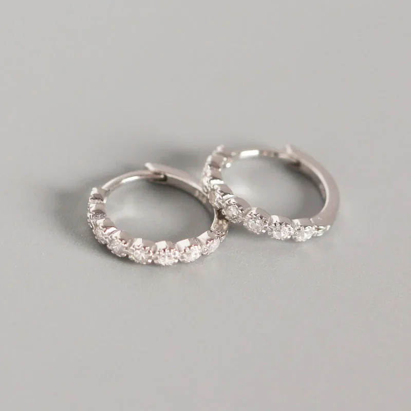 INS design fashion jewelry Tiny CZ Huggie Earrings 925 Sterling Silver Tiny diamond small gold trendy hoop earrings