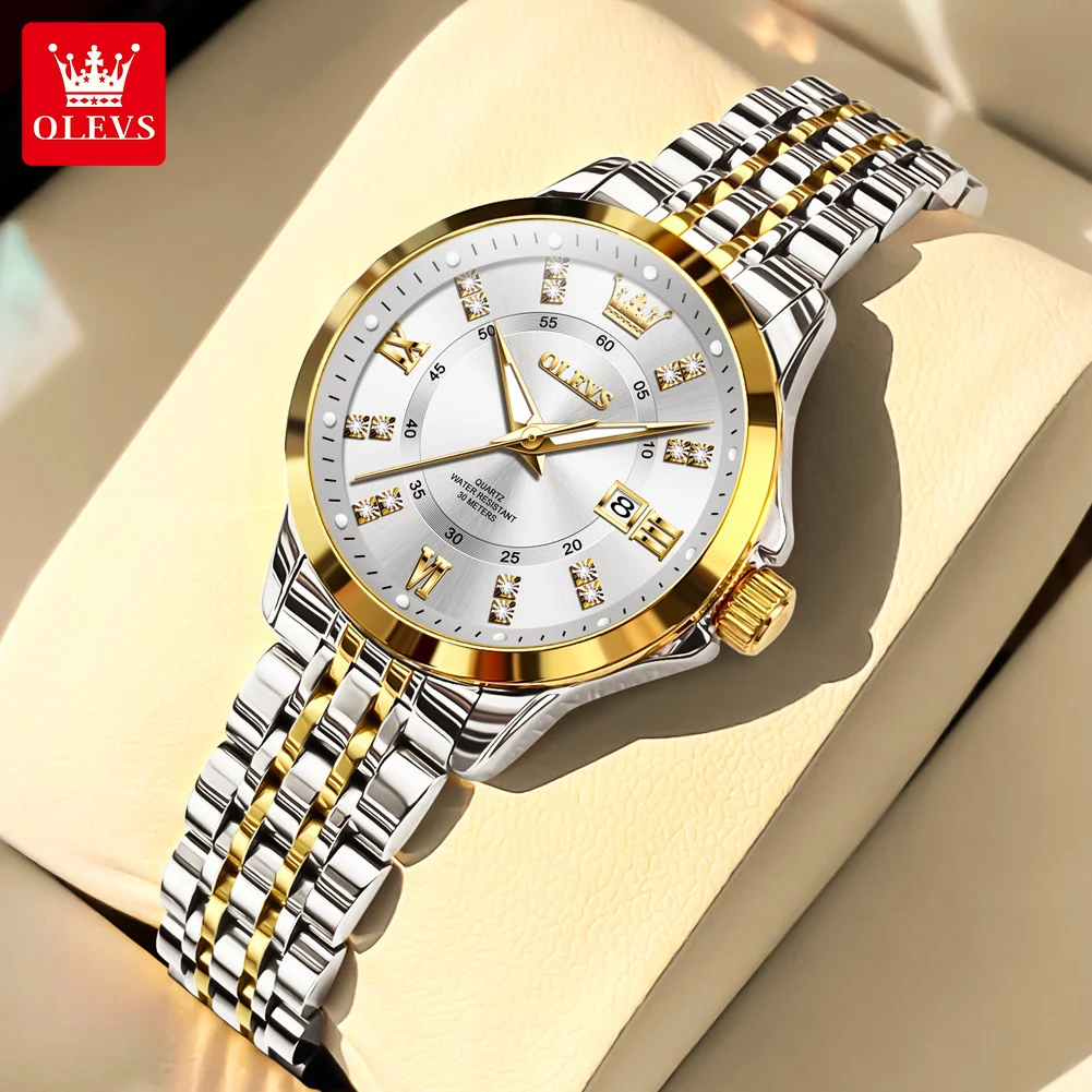 OLEVS 3620 Womens Watches Original Brand Elegant Fashion Quartz Wirtwatch For Ladies Waterproof Luminous Diamond Scale Reloj
