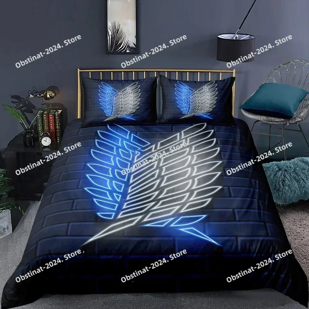3D Attack On Titan AOT Bedding Set Anime Levi Print single Comforter Quilt Duvet Cover Pillow Case 3 Pieces Sets Kids Adult Size