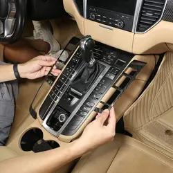 For Porsche Macan 2014-2021 Real Carbon Fiber Car Center Console Gear Button Frame cover Trim Sticker Car Accessories