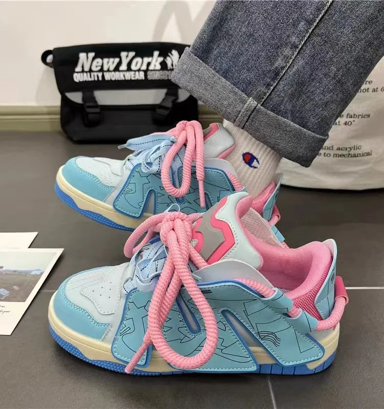 Autumn Breathable Women & Men Shoes Fashion Color Contrast Letter Leisure Sports Sneakers Size 36-44