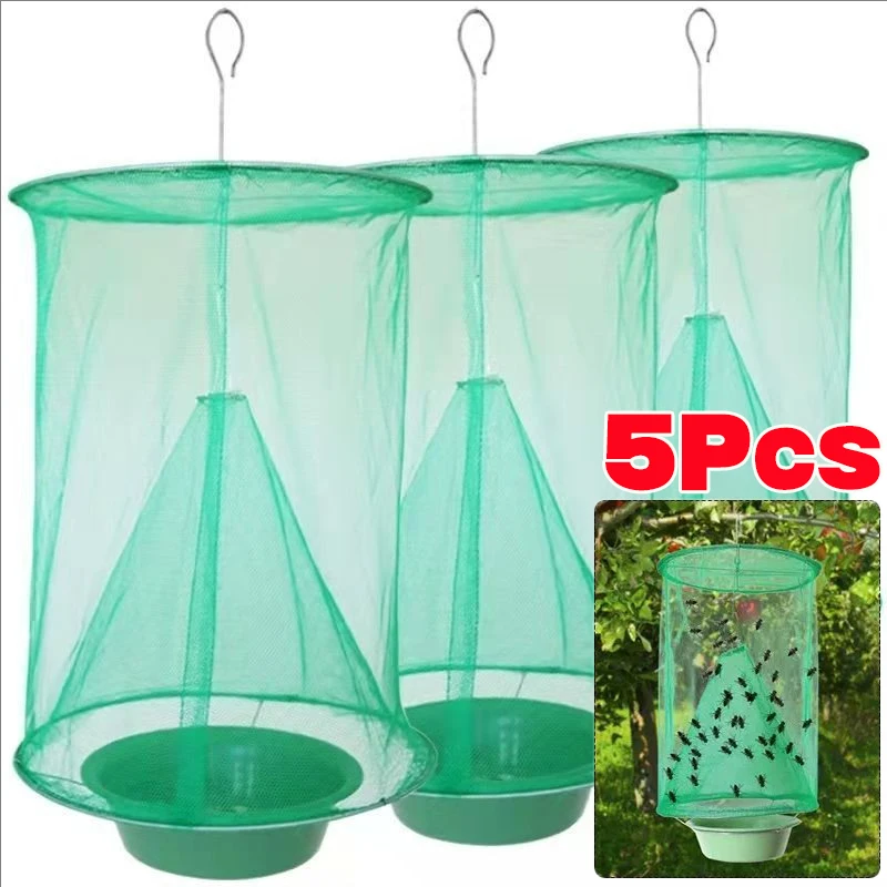 Outdoor Fly Traps Reusable Hanging Insect Catcher Mesh Cage Orchard Farm Fly Trap Repellent Garden Pest Controls Tools