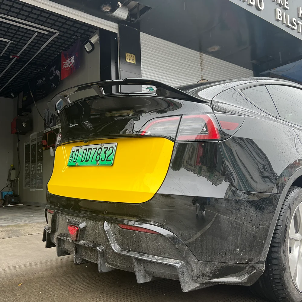 Carbon Fiber Rear Turbo Spoiler For Tesla 2023 Model Y Trunk Car Sport Wings Black Carbon Exterior 2021-2023 Tuning Accessories