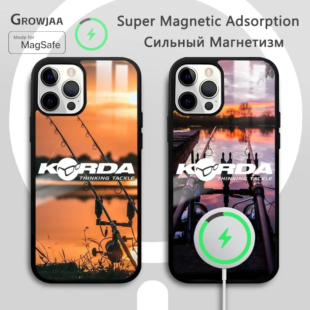 K-Korda Fishing Tackle Phone Case For iPhone 16 15 14 13 12 11 Pro Max Plus Mini New Magsafe Mirror Wireless Magnetic Cover