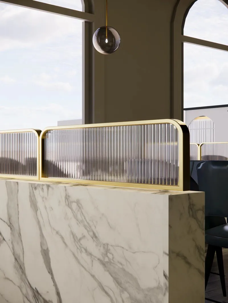 Light luxury card seat partition hotel barbecue bar hot pot restaurant restaurant light fence aisle half wall screen