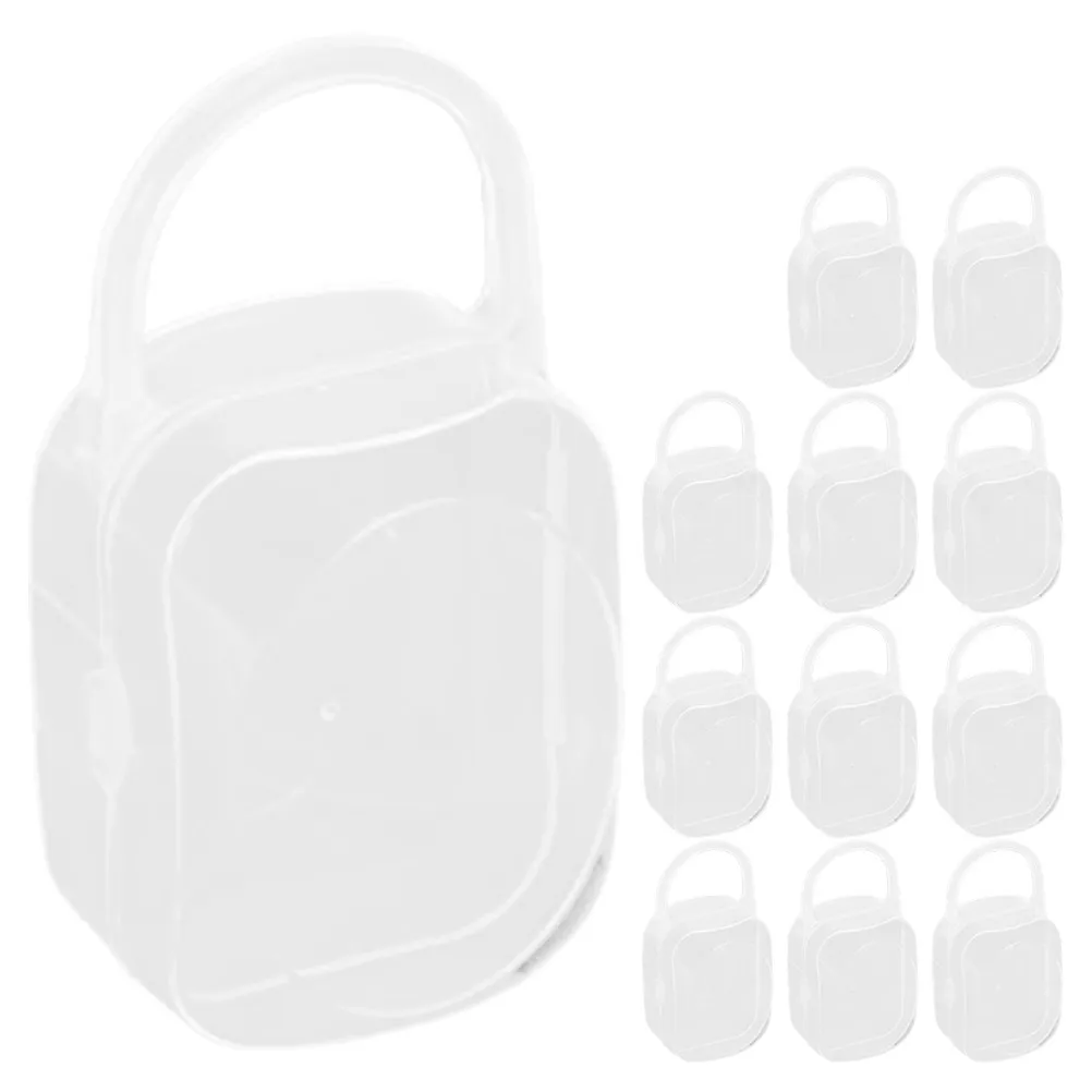 

12Pcs Portable Clear Pacifier Carrying Box for Travel Baby Pacifier Organizer Reusable PP Storage Container with Handle