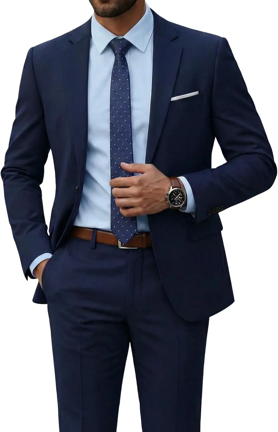 

Men's 2 Piece Suit One Button Slim Fit Solid Jacket and Pants Set Suits for Men Prom Party Wedding & Business