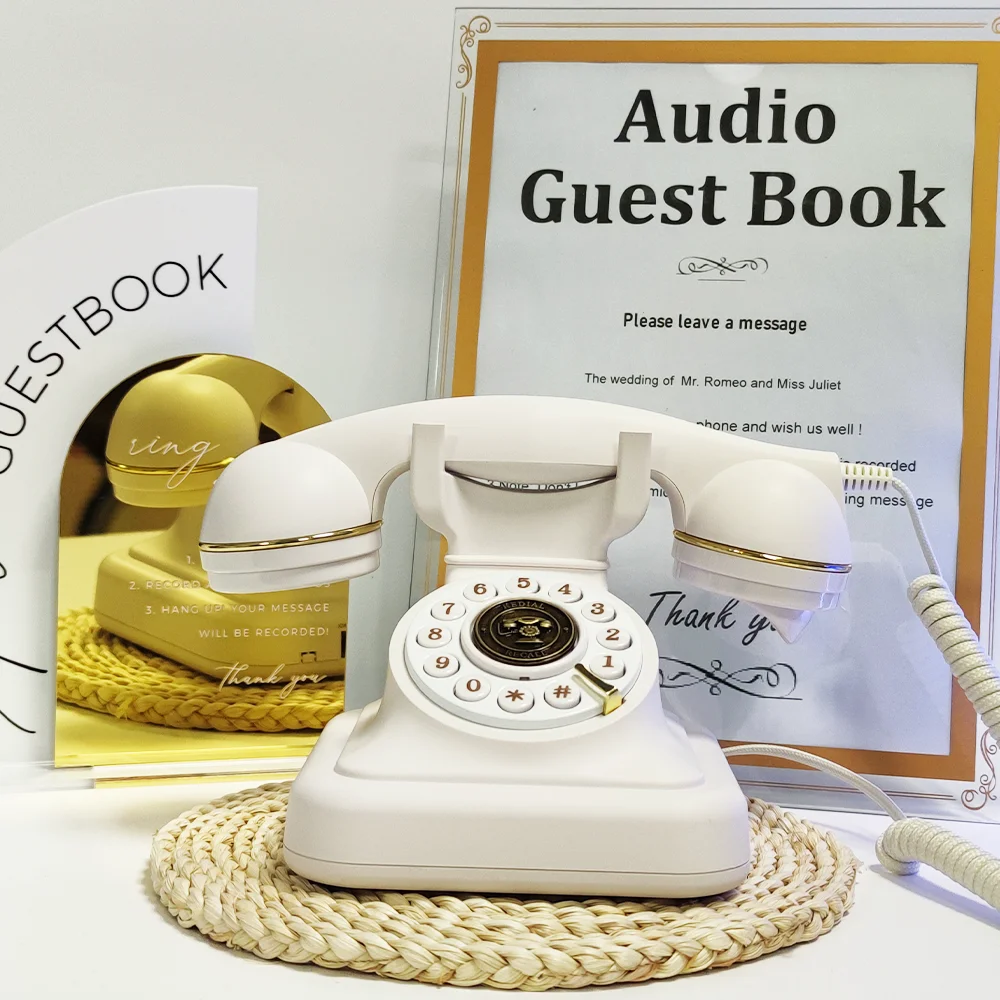 Audio Guestbook Wedding phone Party Gathering Audio Message Book European Classic Message Blessing Phonograph Nostalgia Telephon