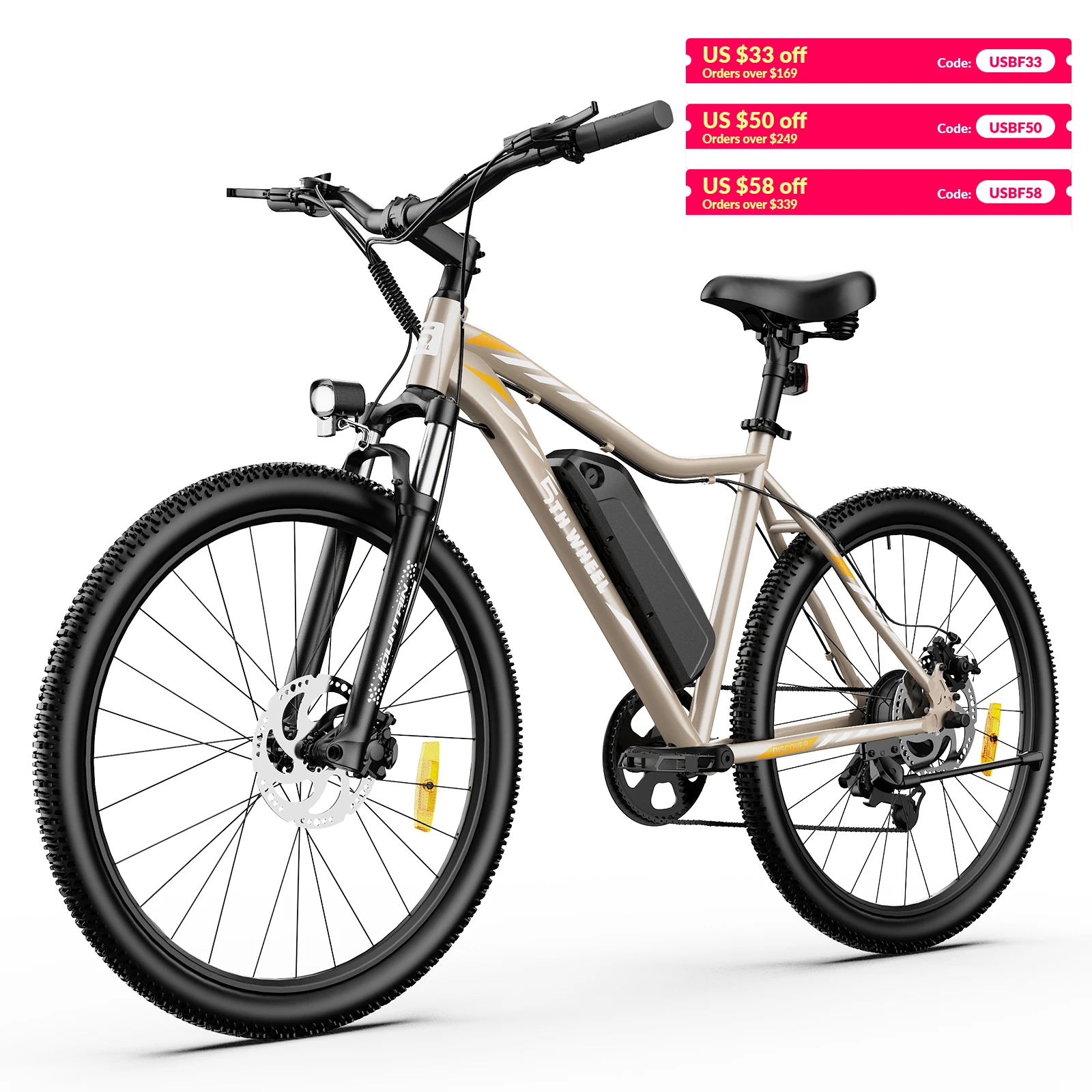 

5TH WHEEL AB17 Electric Bike, 500W Motor, 468Wh Removable Battery, 37KM/H Max Speed, Color LCD Display, Front Suspension