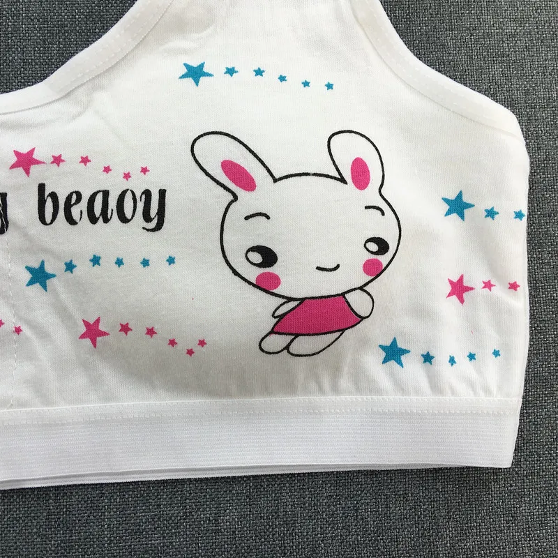 New Girl Puberty Girl Cartoon Rabbit Printing No Steel Ring Cotton Top Underwear Sports Bra For 8-16Y Girls Teen Girls Clothing