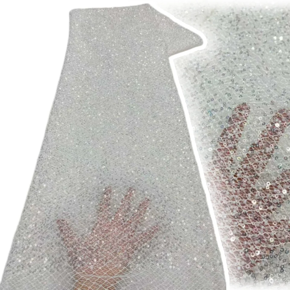 

Французское кружево с бисером и пайетками 2026: высококачественная нигерийская африканская ткань для свадеб и вечеринок, 5 ярдов, 2325