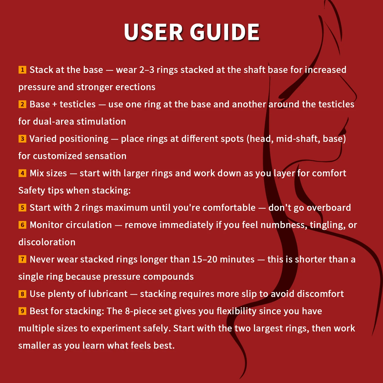 KUSHOR 8 PCS Silicone Penis Ring Set Cock Rings 6 Pressure Points Delay Ejaculation Soft Cockring Adult Sex Toys for Men Couples - view 5