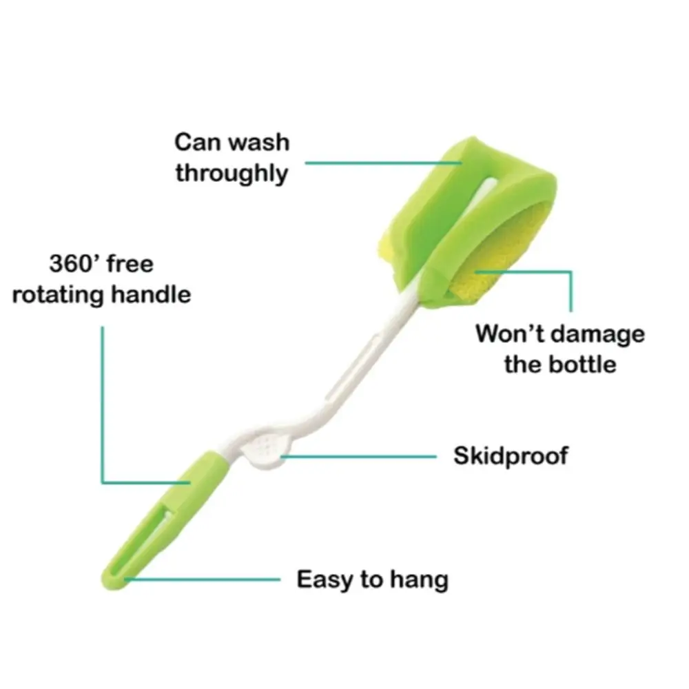 مجموعة فرش تنظيف زجاجات الأطفال ذات الرأس الناعم 360 درجة °   تنظيف فرشاة زجاجات المياه خالية من مادة BPA، فرشاة حلمة الرضع، فرشاة كأس صنبور