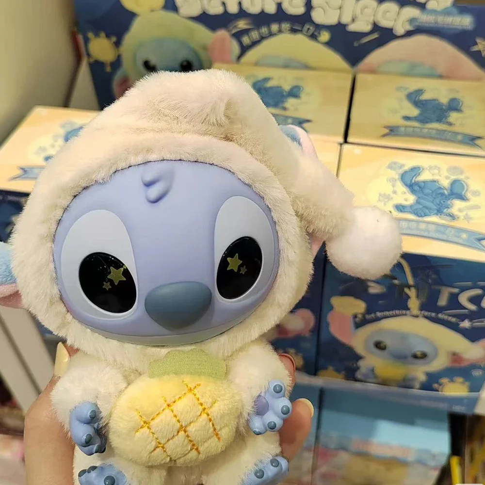 Disney Stitch 'Eat before Sleep' caja misteriosa Kawaii llavero con figura de vinilo lindo muñeco de peluche regalo sorpresa de Navidad