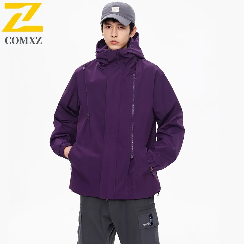 

COMXZ 2025 Мужская и женская ветровка с двусторонним открытием, весенняя повседневная модная универсальная куртка для пары, модный уличный стиль