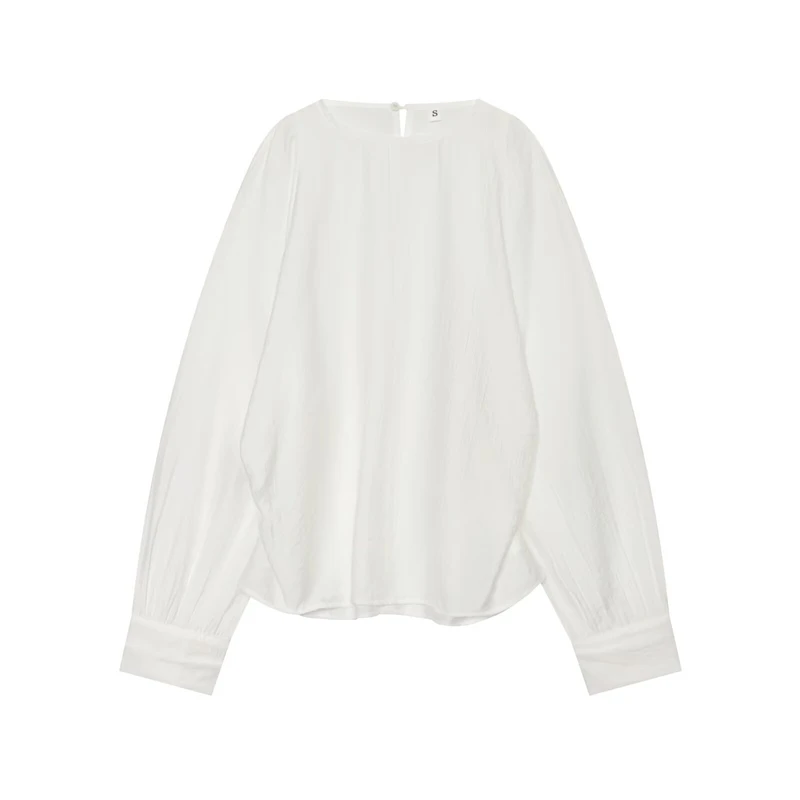 Guobioziy breathable soft long-sleeve top with side arm slits, cuffed sleeves, round neck, loose casual vacation shirt