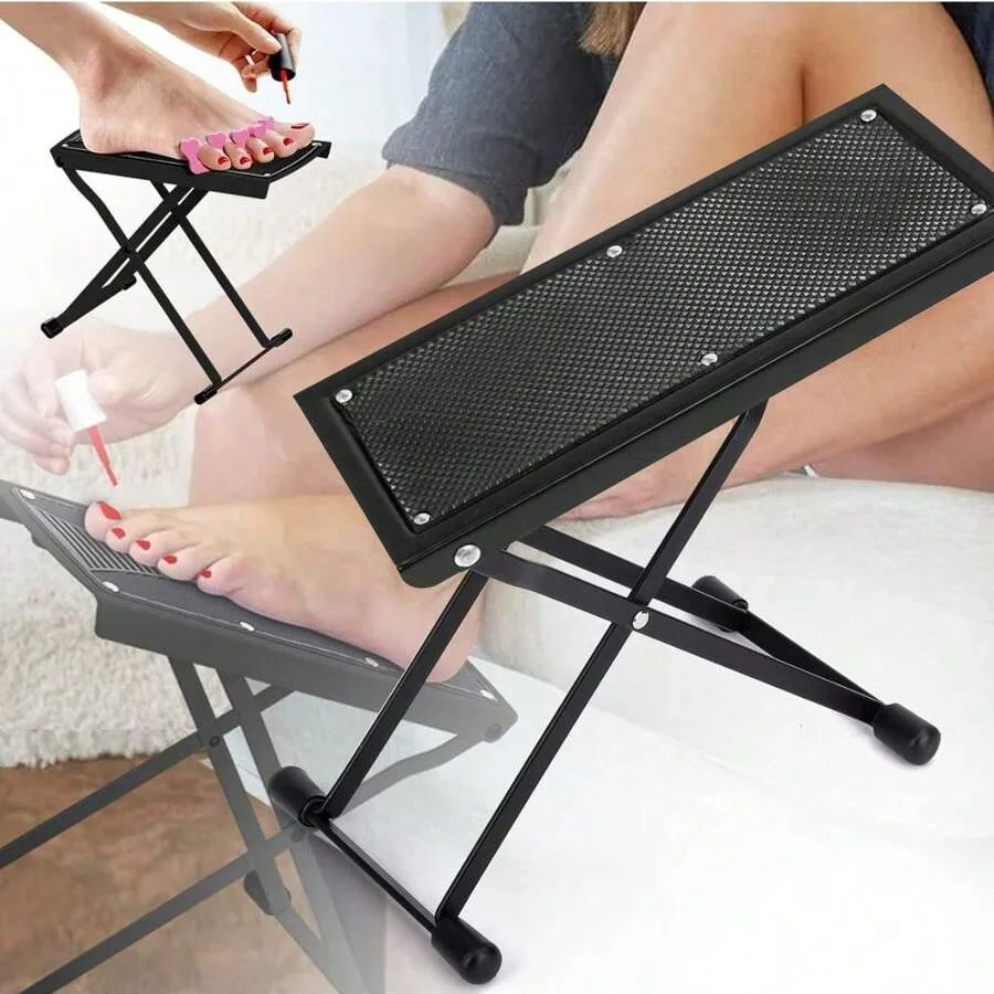 Soporte para reposapiés para pedicura, reposapiés antideslizante plegable ajustable de 4 niveles, Pedal de pie para manicura de belleza de Metal para uso doméstico en salón