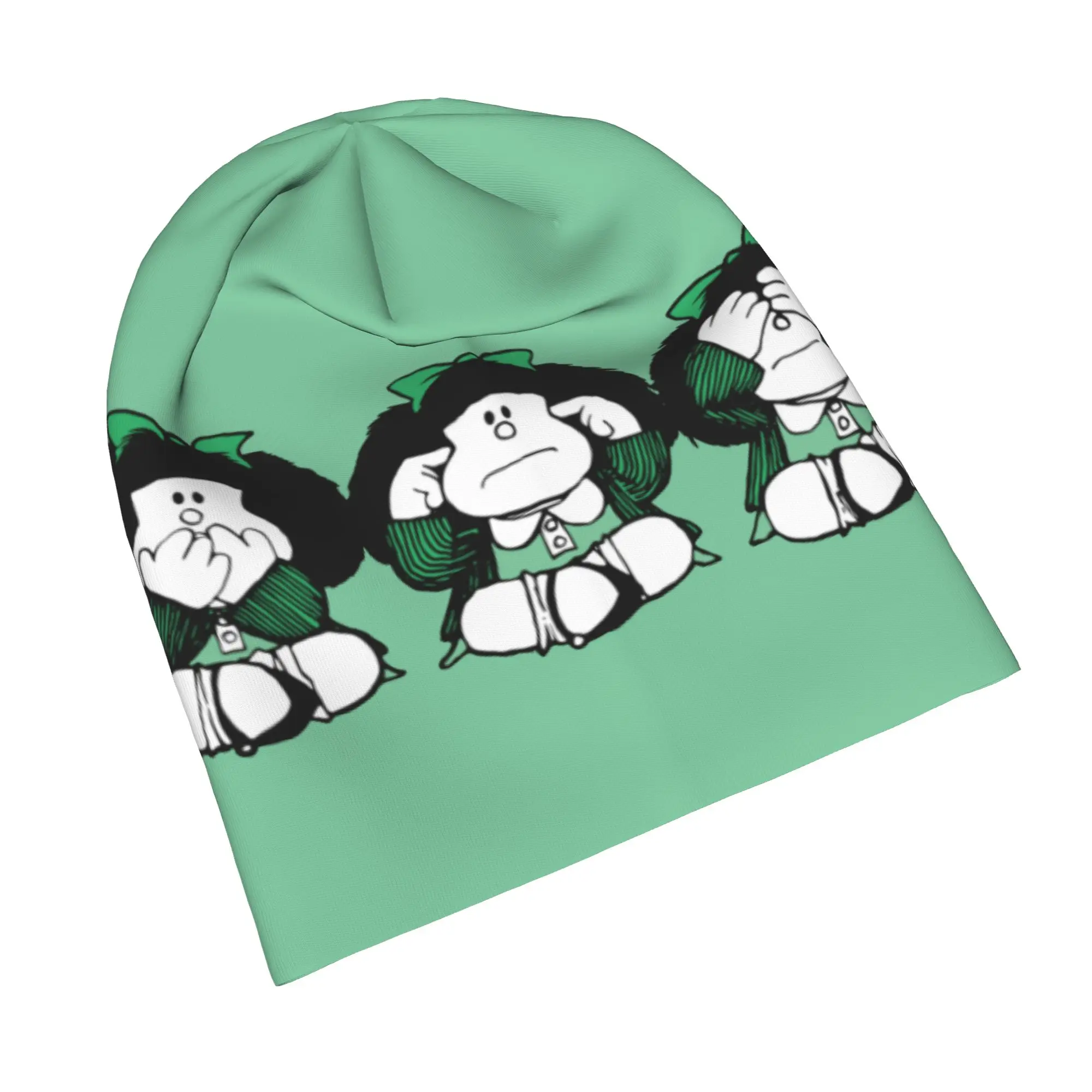 Three Monkey Skullies Beanies Hat Mafaldas Cartoon Goth Men Women Outdoor Caps Warm Head Wrap Bonnet Hat