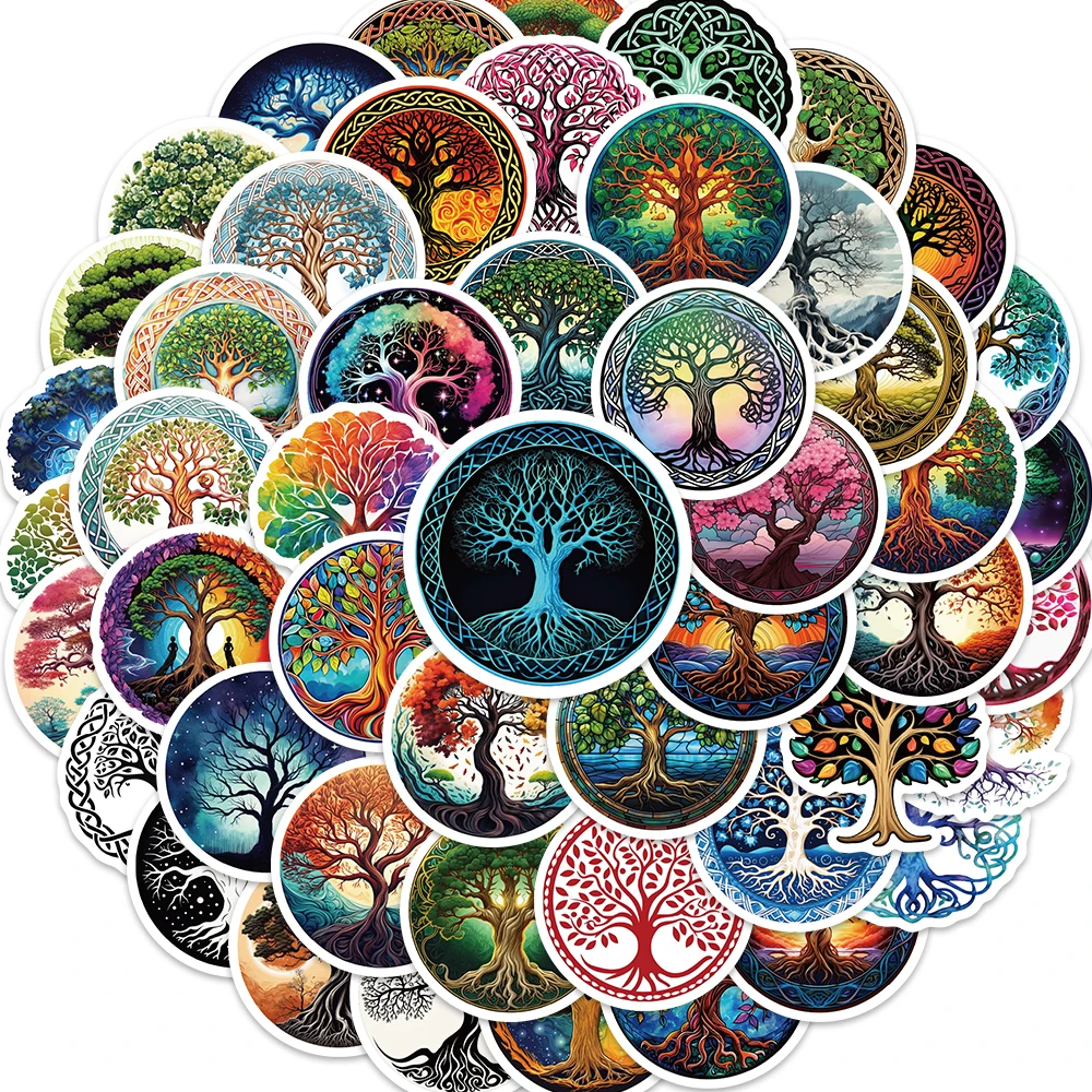 50PCS Retro Viking Tree Of Life Series Graffiti Stickers per casco da moto Laptop Desktop Car Guitar Waterproof DlY Sticker