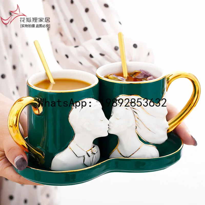 Bone china mug couple water cup ceramic coffee cup high appearance
