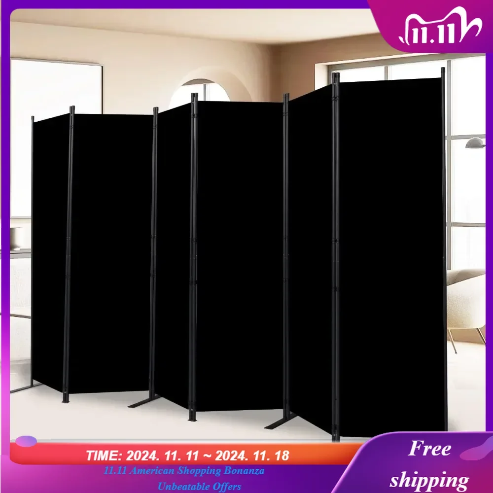 6 Panel Wide Room Divider Wall Screen for Room Separtition, Partition Room Dividers Fabric Panel Wall Dividers Freestanding