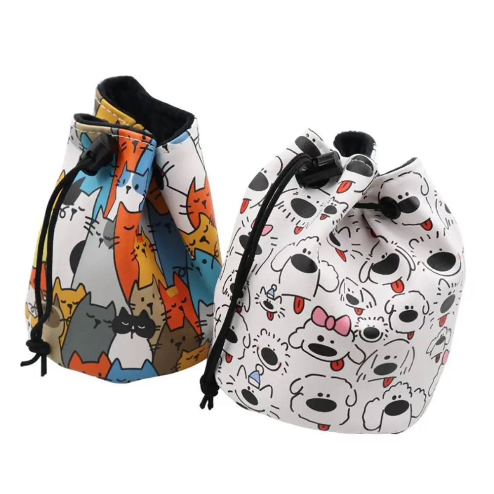 

Graffiti Puppy Golf Ball Storage Bag PU Leather Waterproof Golf Ball Drawstring Pouch Cartoon Large Capacity Golf Ball Container