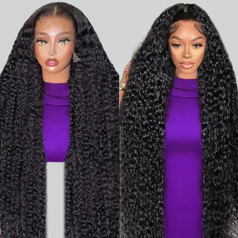 5x5 13x6 HD Transparent Lace Frontal Human Hair Wig Natural Color Deep Wave 38 Inch  Wigs Human Hair Wigs For Women 200 Density