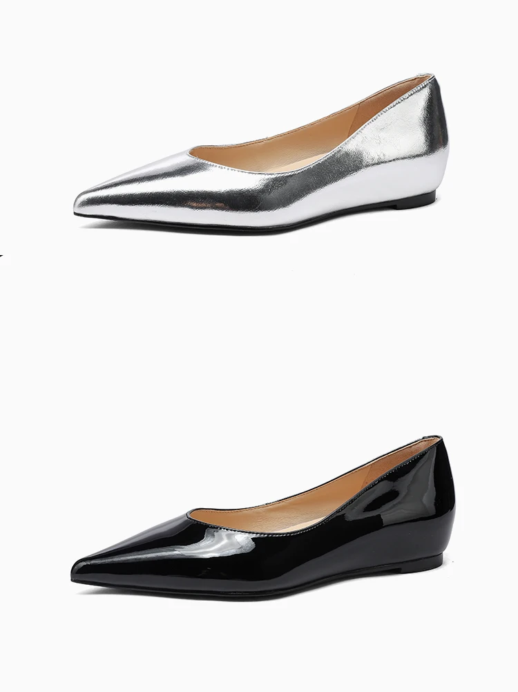 2026 Women's Shoes Patent Leather Pointed Toe Wedge 3.5cm Pumps Minimalist Commute Women's Shoes Comfort Lining Office Versatile