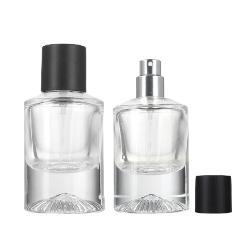 5pcs Glass Bottle 30ml Crimp Perfume Bottle Clear Cylinder Makeup Cosmetics Container Atomizer Thick Bottom Mist Spray Bottles