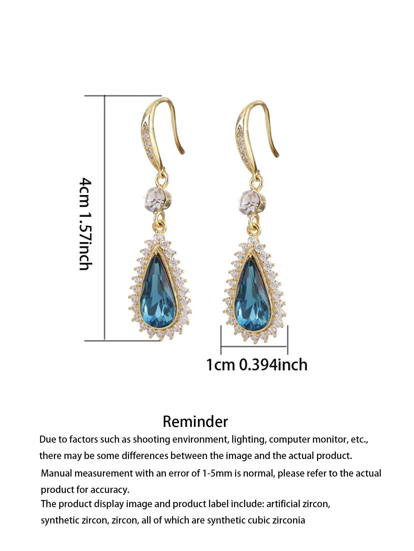 

2024 Autumn/Winter Fashion Light Luxury Retro Crystal Earrings with Elegant and Elegant Blue Water Drop Earrings