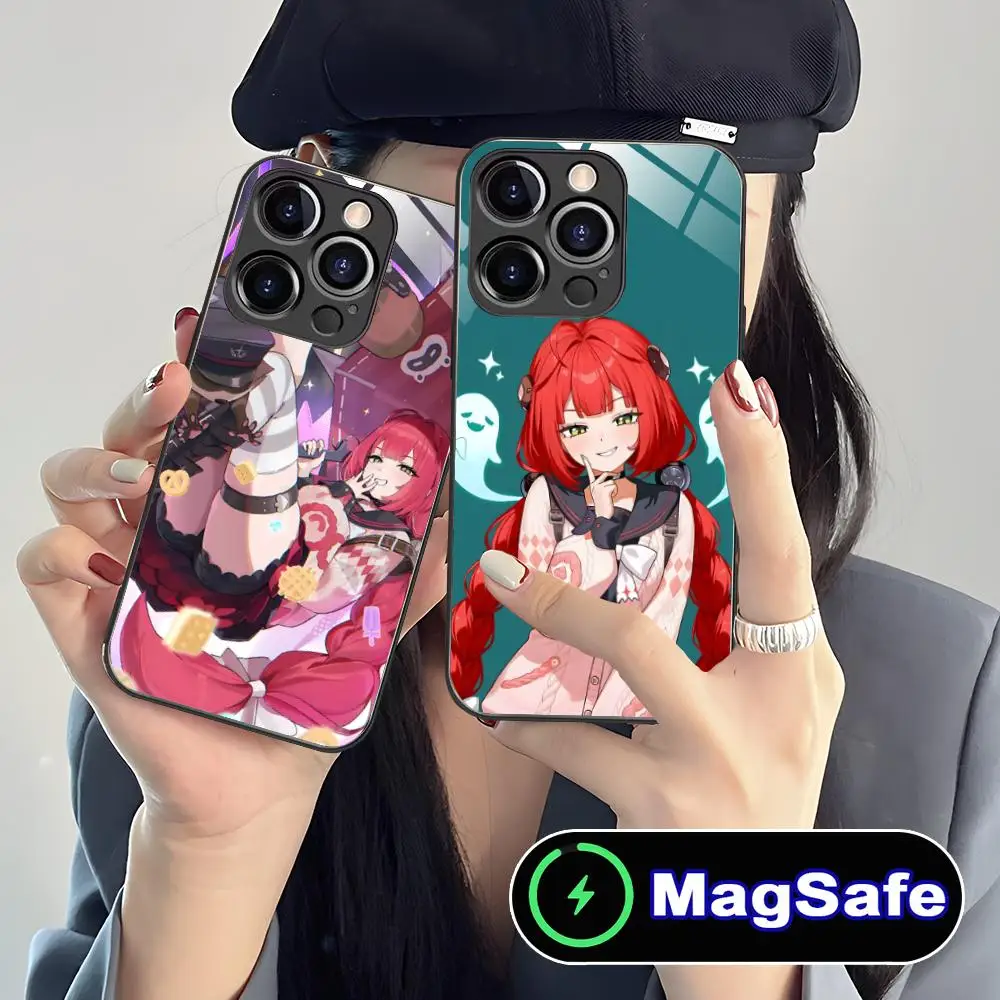 

ZZZ Ukinami Yuzuha Phone Case for iPhone 16 15 14 13 12 11 Pro Max Plus Mini MagSafe Glass Colour Protective Cellphones Luxury