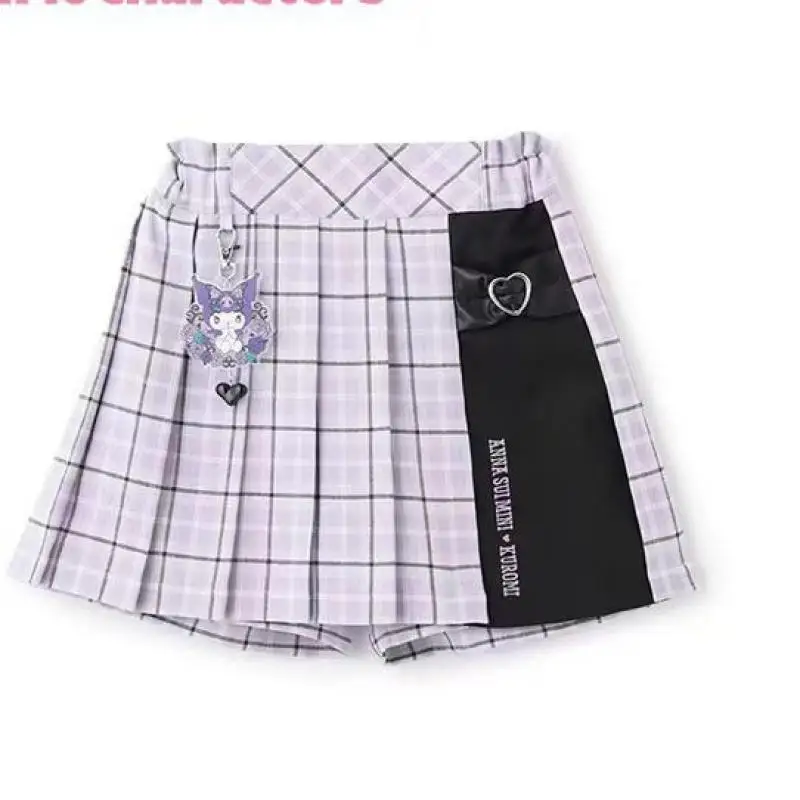 

Детское платье Sanrio Kuromi с рисунком аниме Y2K, новая летняя плиссированная юбка для девочек, модная повседневная домашняя одежда, подарок для девочек