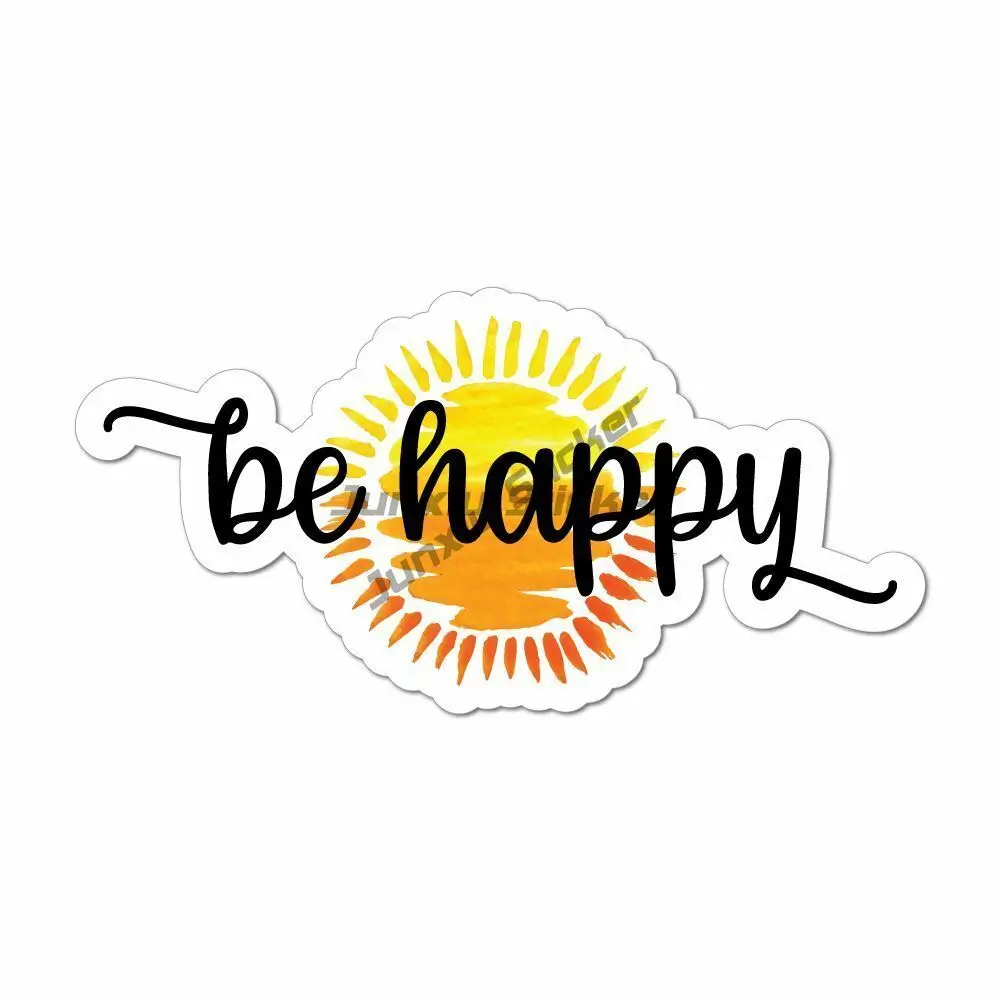 

Be Happy Sunshine Car Sticker Decal Sun Hippie Cute Motivation Happy Windows Laptop Waterproof Decoratio Trunk Personality R