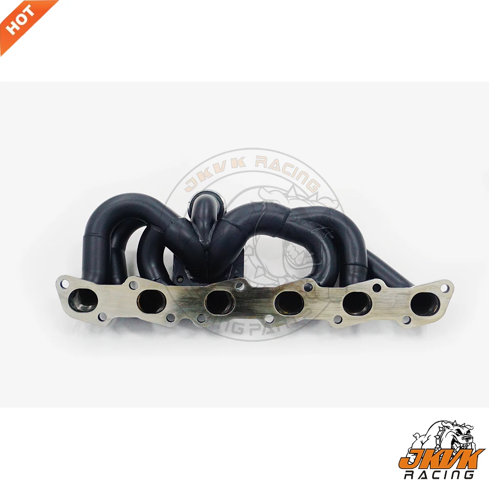 JKVK RACING Black Ceramic Coated Low Mount T3 Turbo Exhaust Manifold R32 R33  R34 RB20 RB25 RB20DET RB25DET +44mm Wastgate