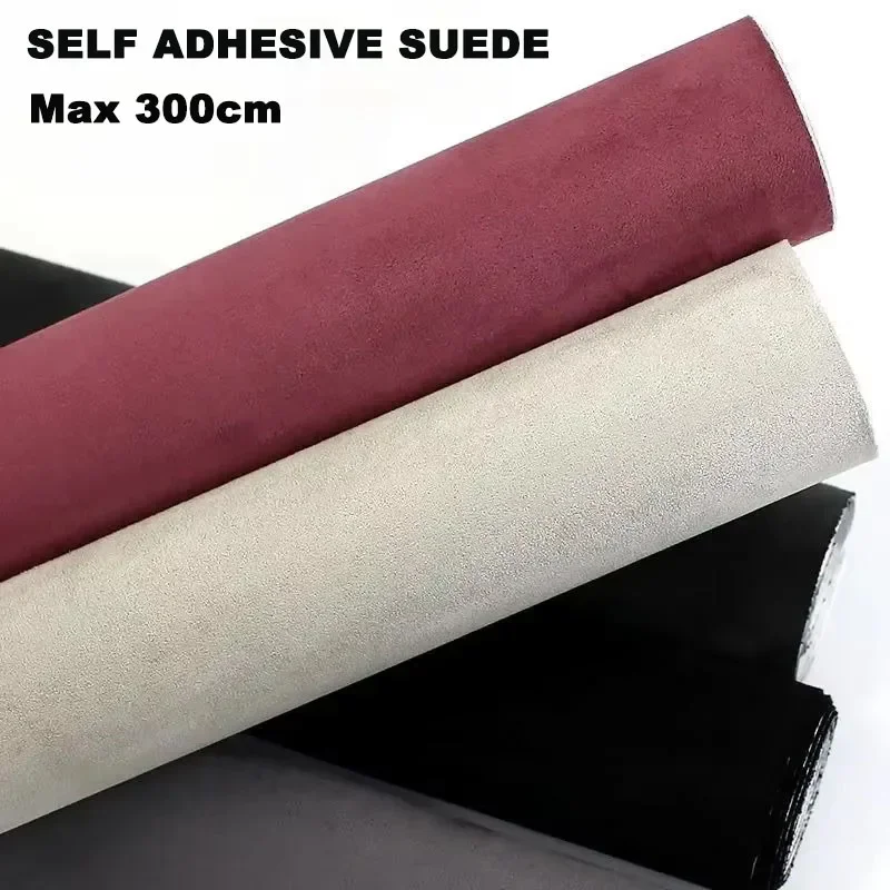 300/150cm Multi Color Black Self Adhesive Suede Fabric Leather Sticky Retractable Velvet Roll Suede Adhesive Leather Repairs